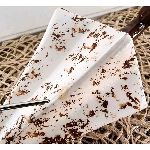 Vintage Umbrella Hat Pin Holder, Brown Speckled Porcelain, EUC - Picture 7 of 8